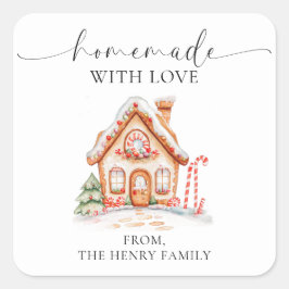Adesivo Quadrado Homemade Com Vinhetas De Presente De Natal Com Amo