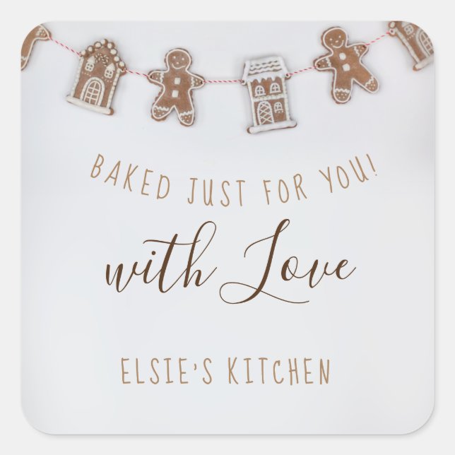 Adesivo Quadrado Homemade Cookie | Pão | Rótulo "Mercadorias cozida (Frente)