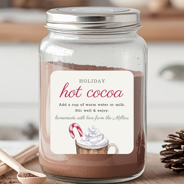 Adesivo Quadrado Homemade Holiday Hot Cocoa Mix Christmas Gift (Criador carregado)