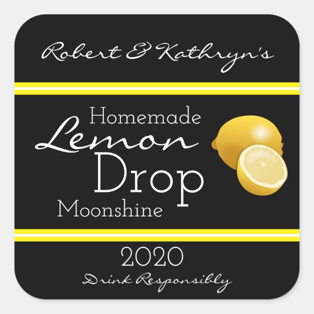 Adesivo Quadrado Homemade Lemon Drop Moonshine Personalizado (Frente)