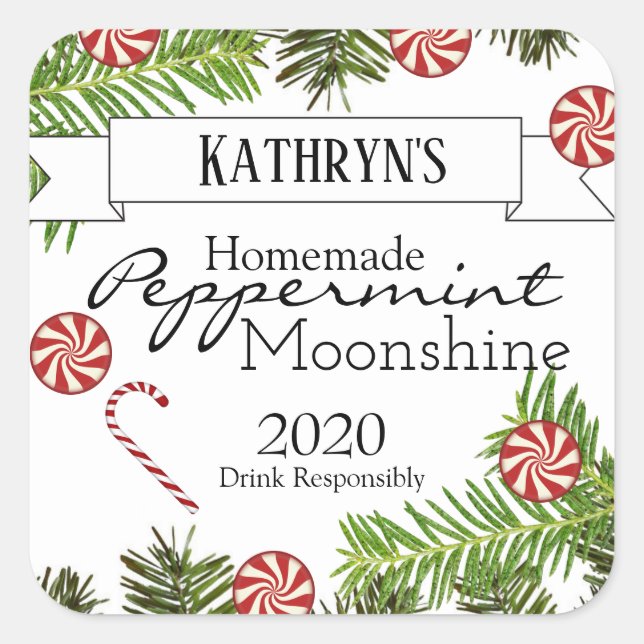 Adesivo Quadrado Homemade Peppermint Moonshine Personalizada (Frente)
