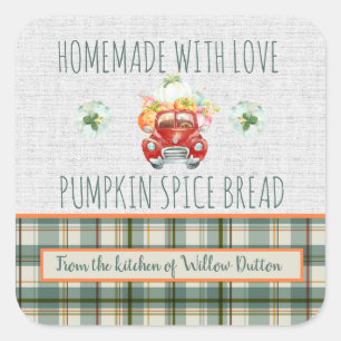 Adesivo Quadrado Homemade Personalizada com Pumpkin Truck