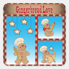 Adesivo Quadrado Homens de pão-de-espécie do biscoito do Natal