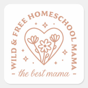 Adesivo Quadrado Homeschool mãe mãe floral cottagecore estética