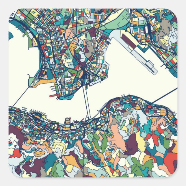 Adesivo Quadrado Hong Kong, China Map (Frente)