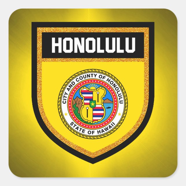 Adesivo Quadrado Honolulu Flag (Frente)