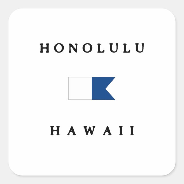 Adesivo Quadrado Honolulu Hawaii Alpha Dive Flag (Frente)