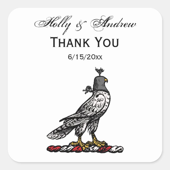 Adesivo Quadrado Hood C Heráldico Hunando Falcão Vestindo Capuchinh (Frente)