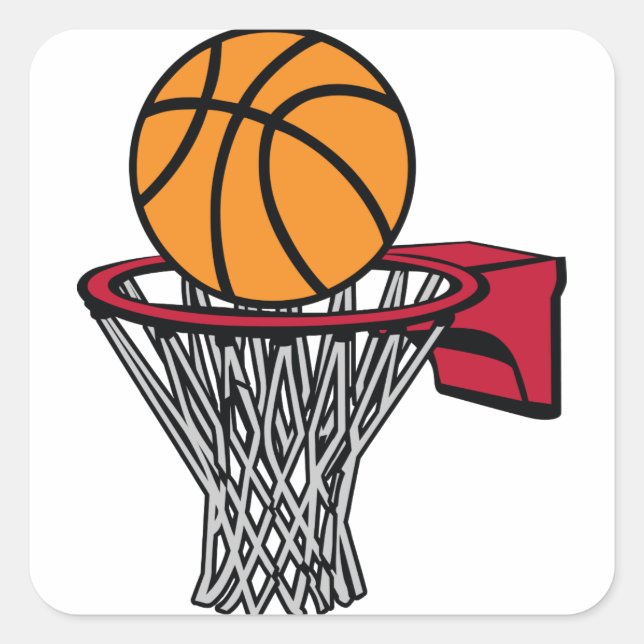 Adesivo Quadrado Hoop de basquetebol (Frente)