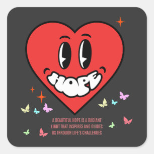 Adesivo Quadrado Hope Heart Mensagem positiva Autoamor