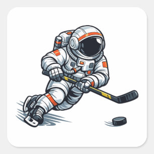 Adesivo Quadrado Hóquei Astronauta