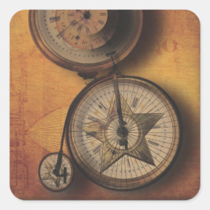 Adesivo Quadrado Hora de ir pulso de disparo de Steampunk na