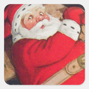 Adesivo Quadrado Hora de Natal - Vinheta Santa Claus