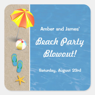 Adesivo Quadrado Hora de Verão no Pau do Partido da Praia