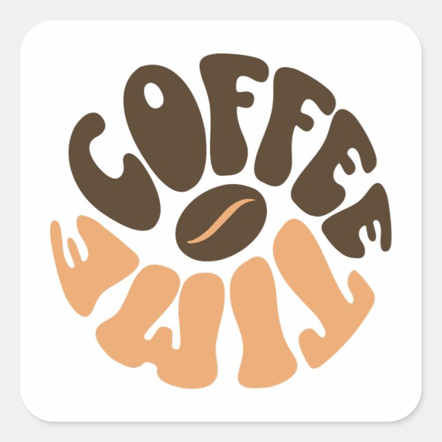 Adesivo Quadrado Hora do Café - Café da Manhã (Frente)