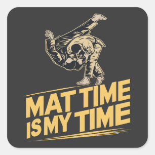 Adesivo Quadrado Hora do Mat é a minha vez Jiu Jitsu Mat Mastery BJ