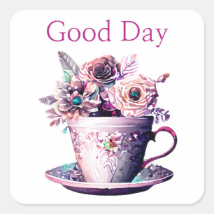 Adesivo Quadrado Hora do Teacup Vitoriano do Chique bonito