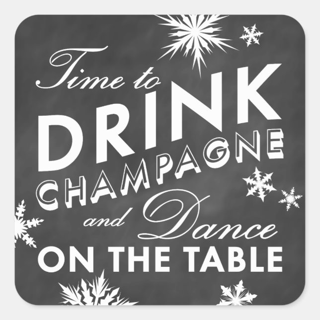 Adesivo Quadrado Horário do Inverno para Beber Champanhe (Frente)