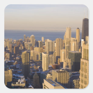 Adesivo Quadrado Horizonte de Chicago, Illinois, a partir da Sears 