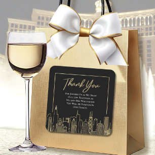 Adesivo Quadrado Horizonte de Las Vegas Dourado Preto Branco Obriga