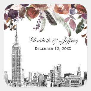Adesivo Quadrado Horizonte de NYC ESB Etch Plum Burgundy Floral Cas