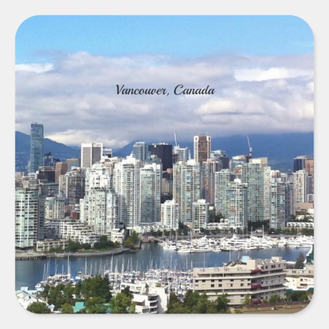 Adesivo Quadrado Horizonte de Vancouver Canadá (Frente)