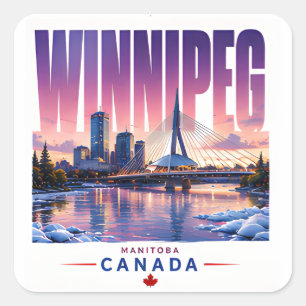 Adesivo Quadrado Horizonte de Winnipeg Canadá Rio Frente Viagem Lem