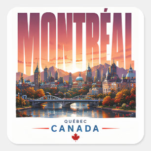 Adesivo Quadrado 🍂 Horizonte Moderno de Montreal Estilo Urbano 🍂