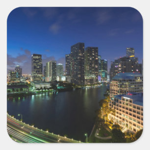 Adesivo Quadrado Horizonte urbano elevado de Brickell Key