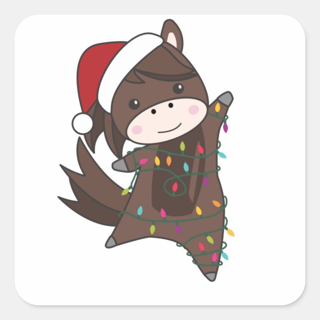 Adesivo Quadrado Horse Pony Christmas Snow Winter Animals Horses (Frente)