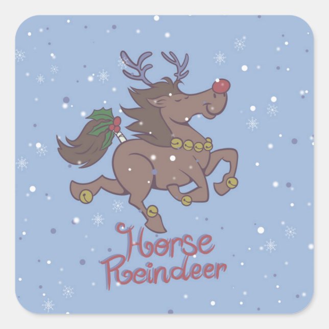 Adesivo Quadrado Horse reindeer cartoon illustration (Frente)