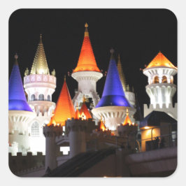 Adesivo Quadrado Hotel Castle Las Vegas Jogando Vegas Colorida