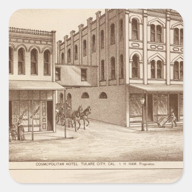 Adesivo Quadrado Hotel, vinha, Tulare (Frente)