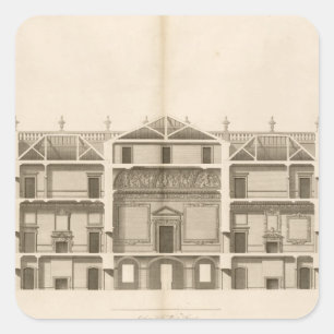 Adesivo Quadrado Houghton Hall: Parte da frente oeste, gravada