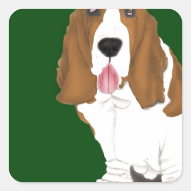 Adesivo Quadrado Hound Basset (Frente)