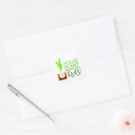 Adesivo Quadrado Houseplant Appreciation Day Cute Potted Flower 