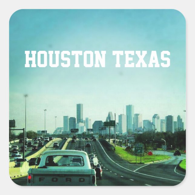 Adesivo Quadrado Houston Texas Skyline (Sticker) (Frente)