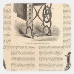 Adesivo Quadrado How Sewing Maching with Sketch of the Inventor