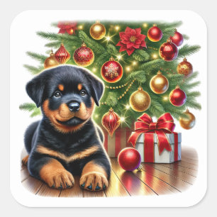 Adesivo Quadrado Howl-Friday Cheer, Puppy Style!