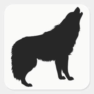 Adesivo Quadrado Howling Wolf Silhouette