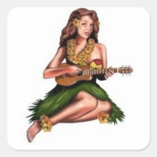 Adesivo Quadrado hula girl stickers