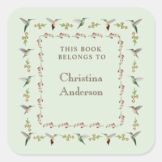 Adesivo Quadrado  Hummingbird Bookplate (Frente)