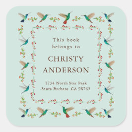 Adesivo Quadrado Hummingbird Bookplate