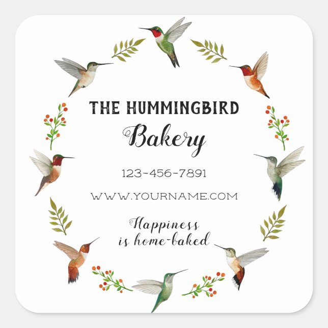 Adesivo Quadrado Hummingbird Product Sticker para pequenas empresas (Frente)