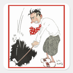 Adesivo Quadrado Humor Esportivo de Golfe Antigo, Golfinho Engraçad