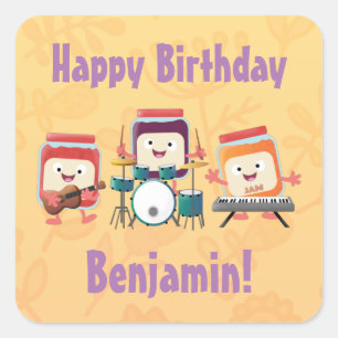 Adesivo Quadrado Humor músico de animação de encrenca