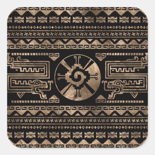 Adesivo Quadrado Hunab Ku Dourado a preto (Frente)