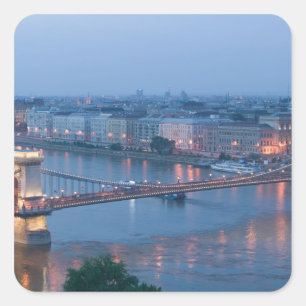 Adesivo Quadrado HUNGRIA, Budapeste: Ponte de Szechenyi (Correntes)