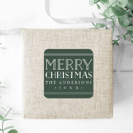 Adesivo Quadrado Hunter Green Personalizou Feliz Natal