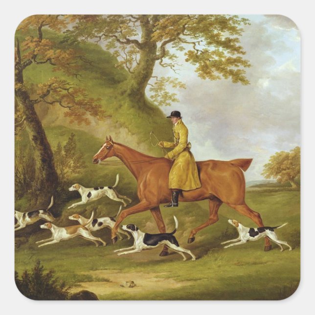 Adesivo Quadrado Huntsman e Hounds, 1809 (petróleo sobre a canvas) (Frente)
